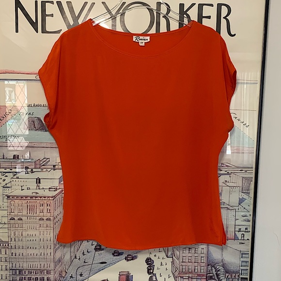 Rouie vintage silk T in orange size S - Picture 1 of 11